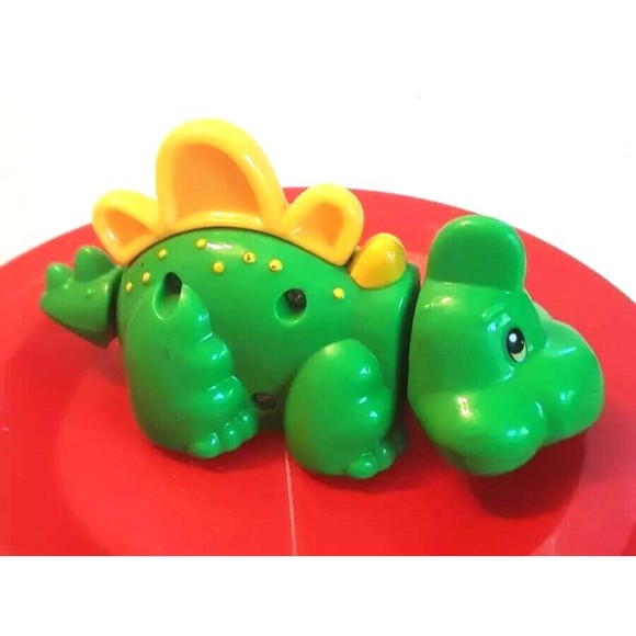 Playskool Push Dinosaur 2003 Wendy’s Kids Meal Toy Wiggles Green Yellow Spikes - Picture 1 of 4